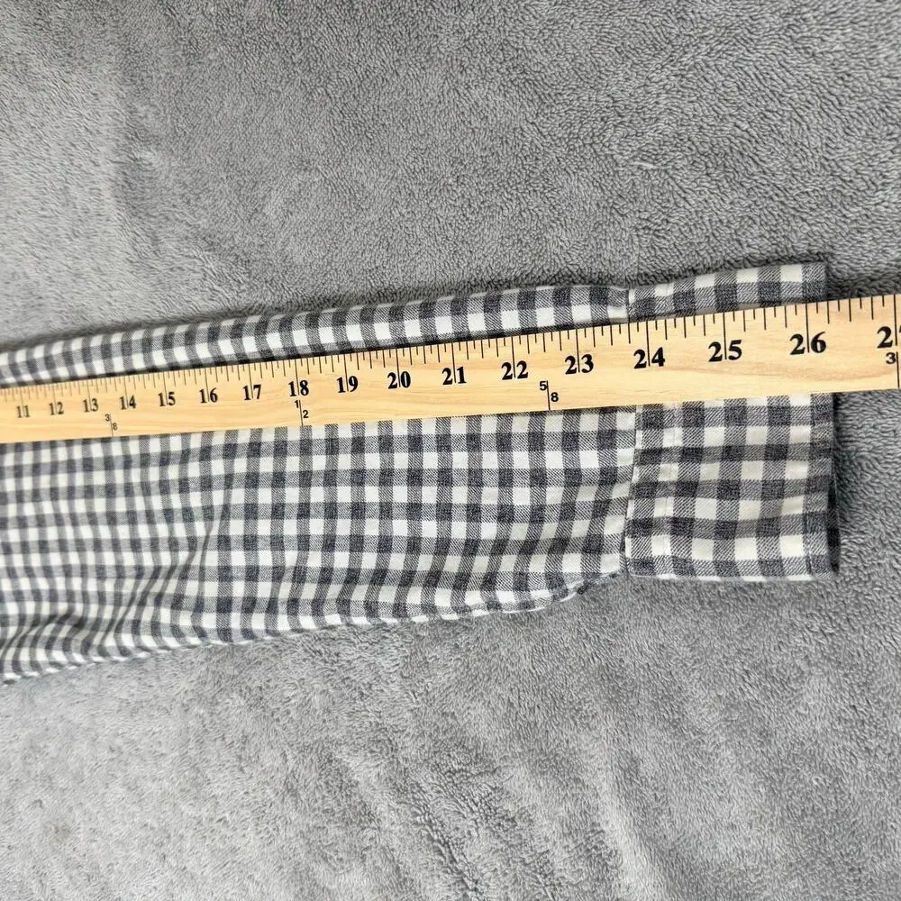 Banana Republic Luxe Flannel Shirt Men's M Tall Gray Gingham Camden Fit